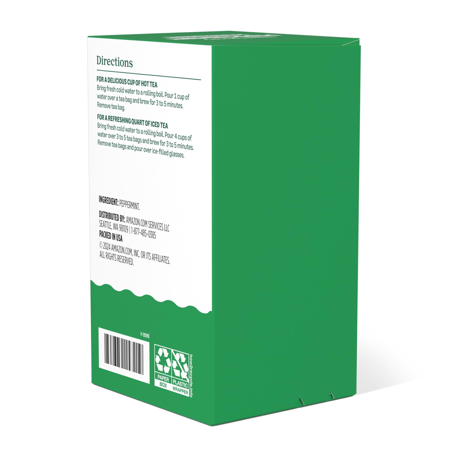 Amazon Grocery, Peppermint Herbal Tea Bags, 20 Ct 20 Count (Pack of 1)