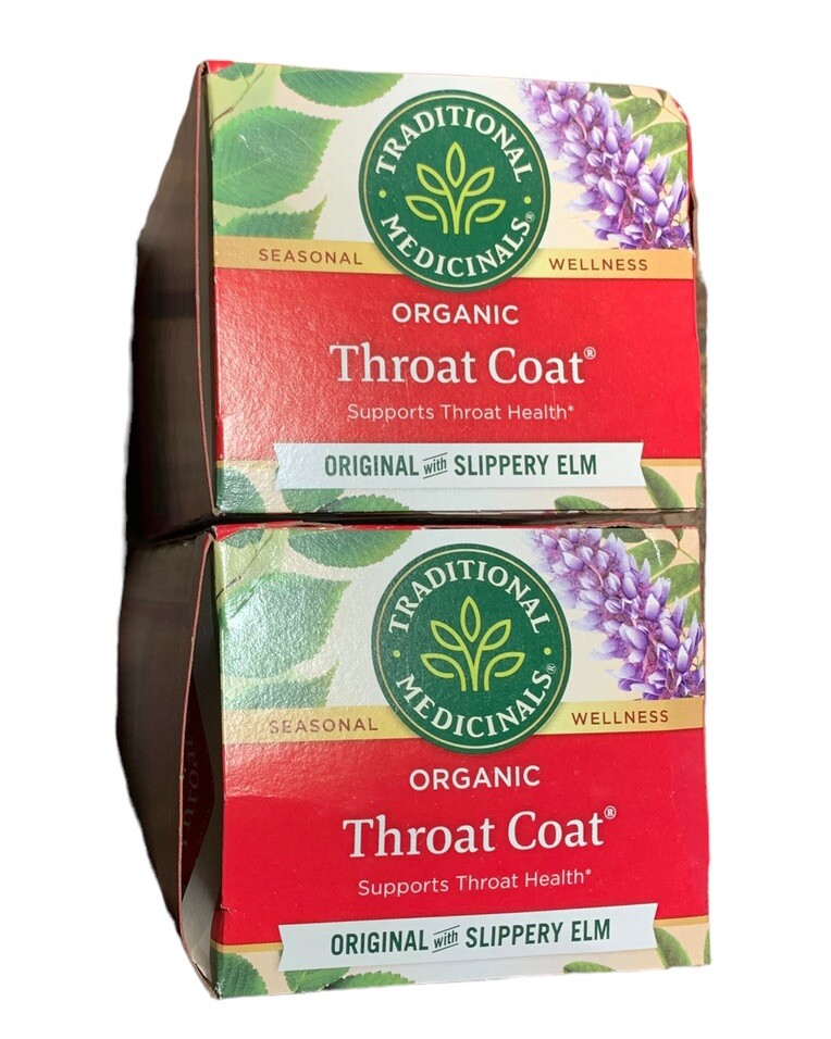 2x Traditional Medicinals Throat Coat ORIGINAL With SLIPPERY ELM 1.13oz 01/2025