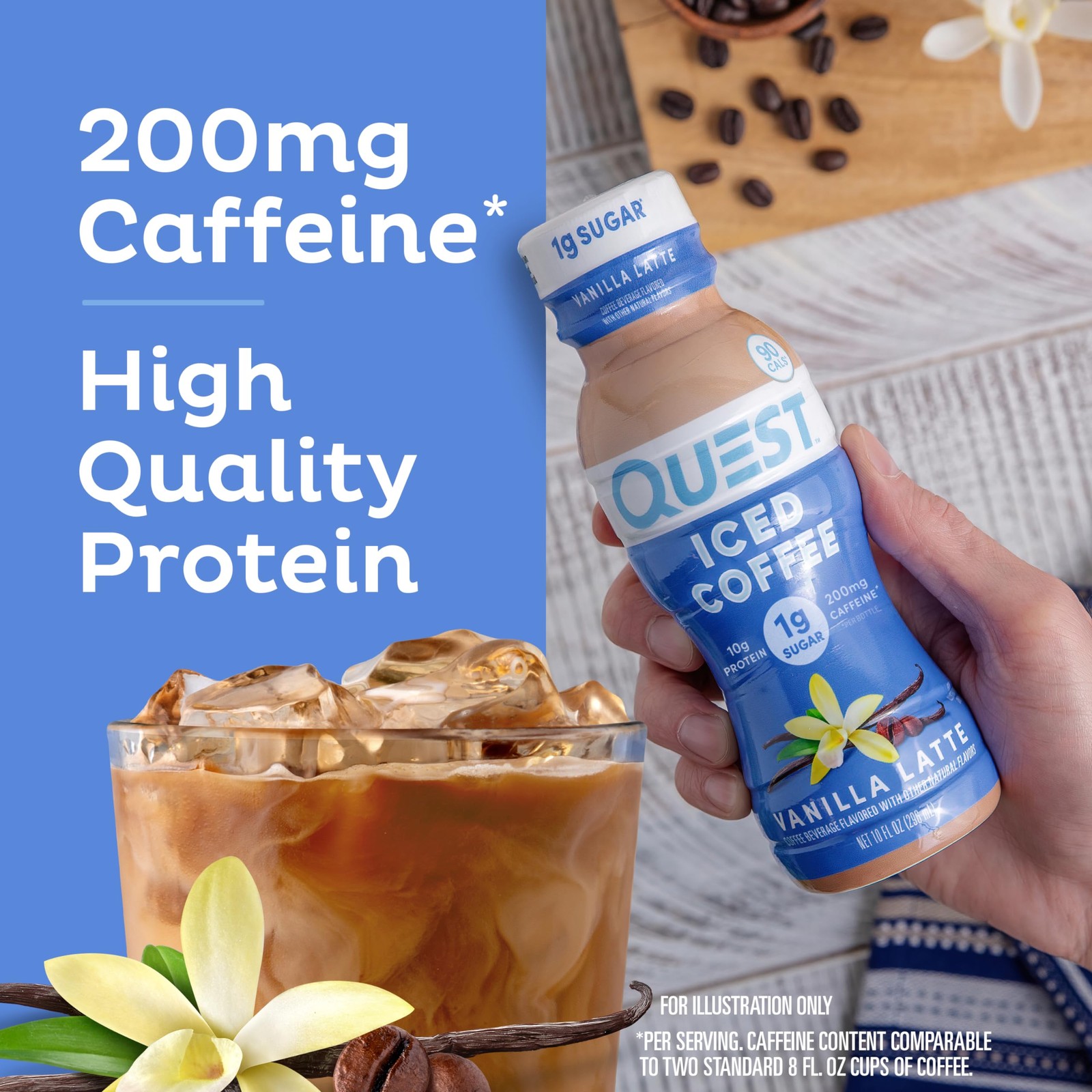 Quest Nutrition Iced Coffee, Vanilla Latte, 1g of 2.5 Fl Oz (Pack 4)
