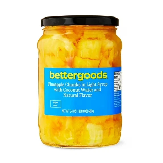 bettergoods Pineapple Chunks in Light Syrup with Coconut Water and Natural Flavo