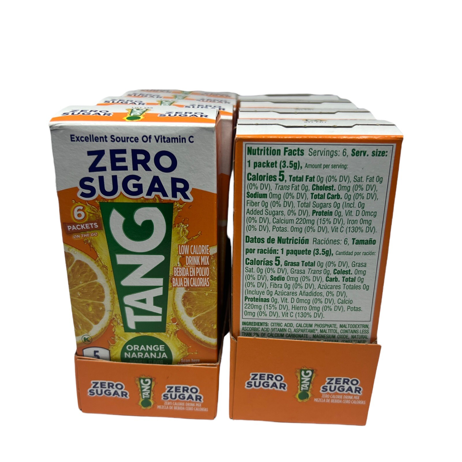 TANG Zero Sugar SINGLES TO GO Drink Mix Orange Tang 8 Boxes 48 Packets New