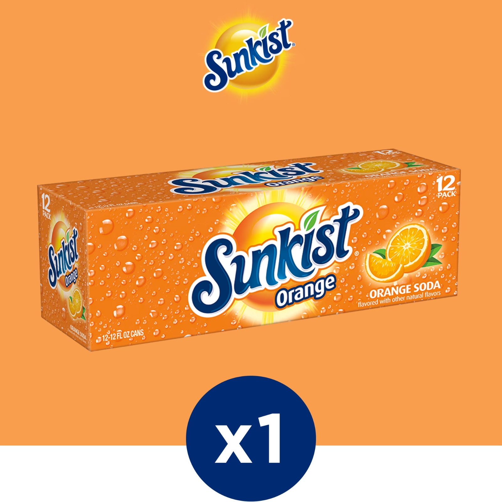 Sunkist Orange Soda Pop, 12 fl oz, 12 Pack Cans Free Shipping