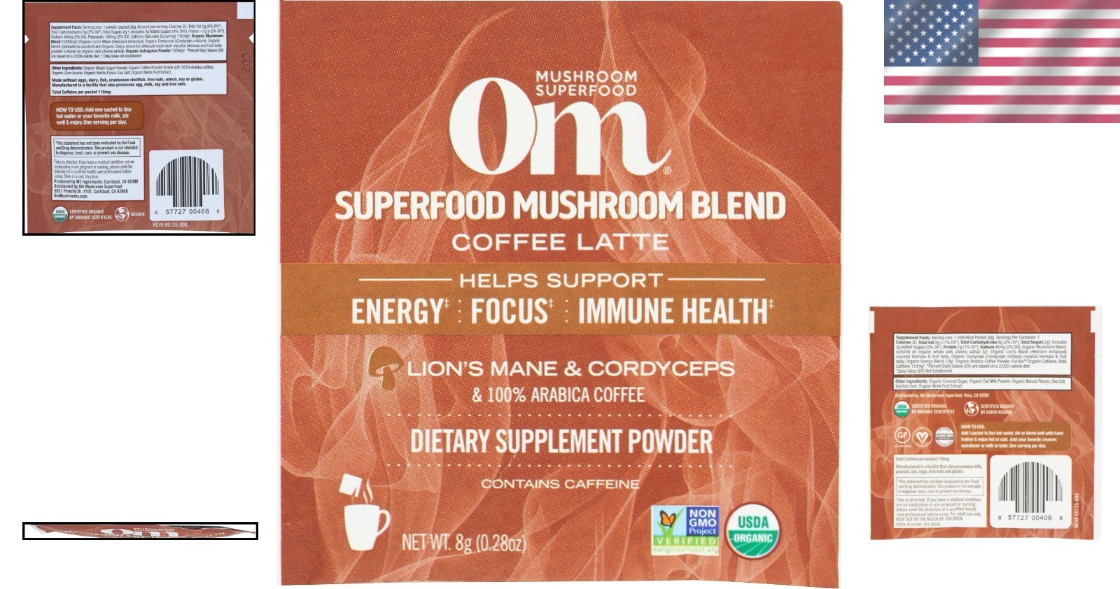 Creamy Organic Mushroom Latte Blend Powder – Coffee Alternative, 0.28 OZ