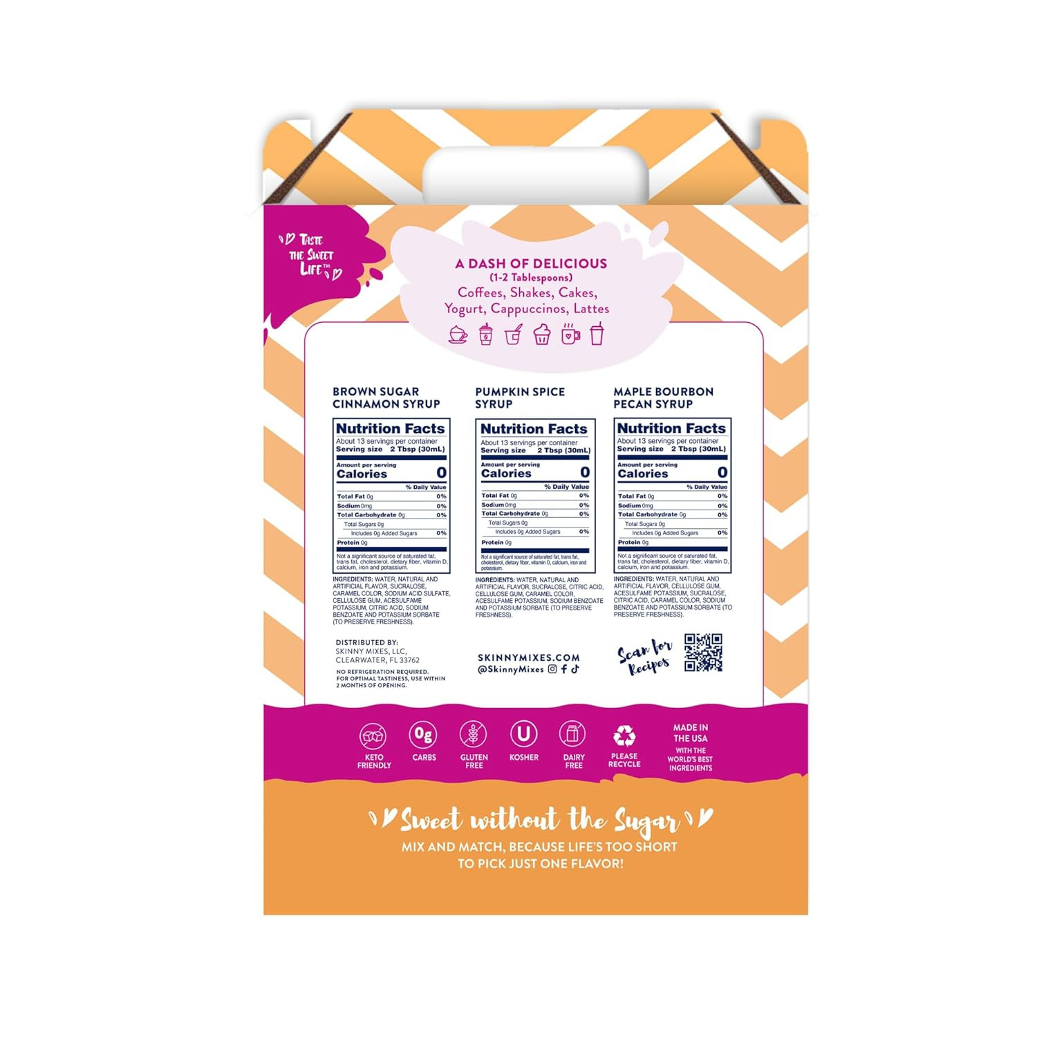 Sugar Free Coffee Syrup, Holiday Fall Syrup Trio Coffee Flavoring Syrup, Zero Ca