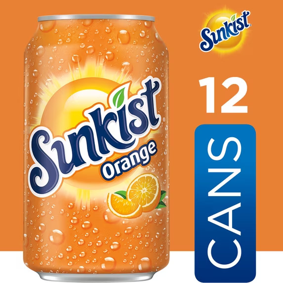 Sunkist Orange Soda Pop, 12 fl oz, 12 Pack Cans Free Shipping