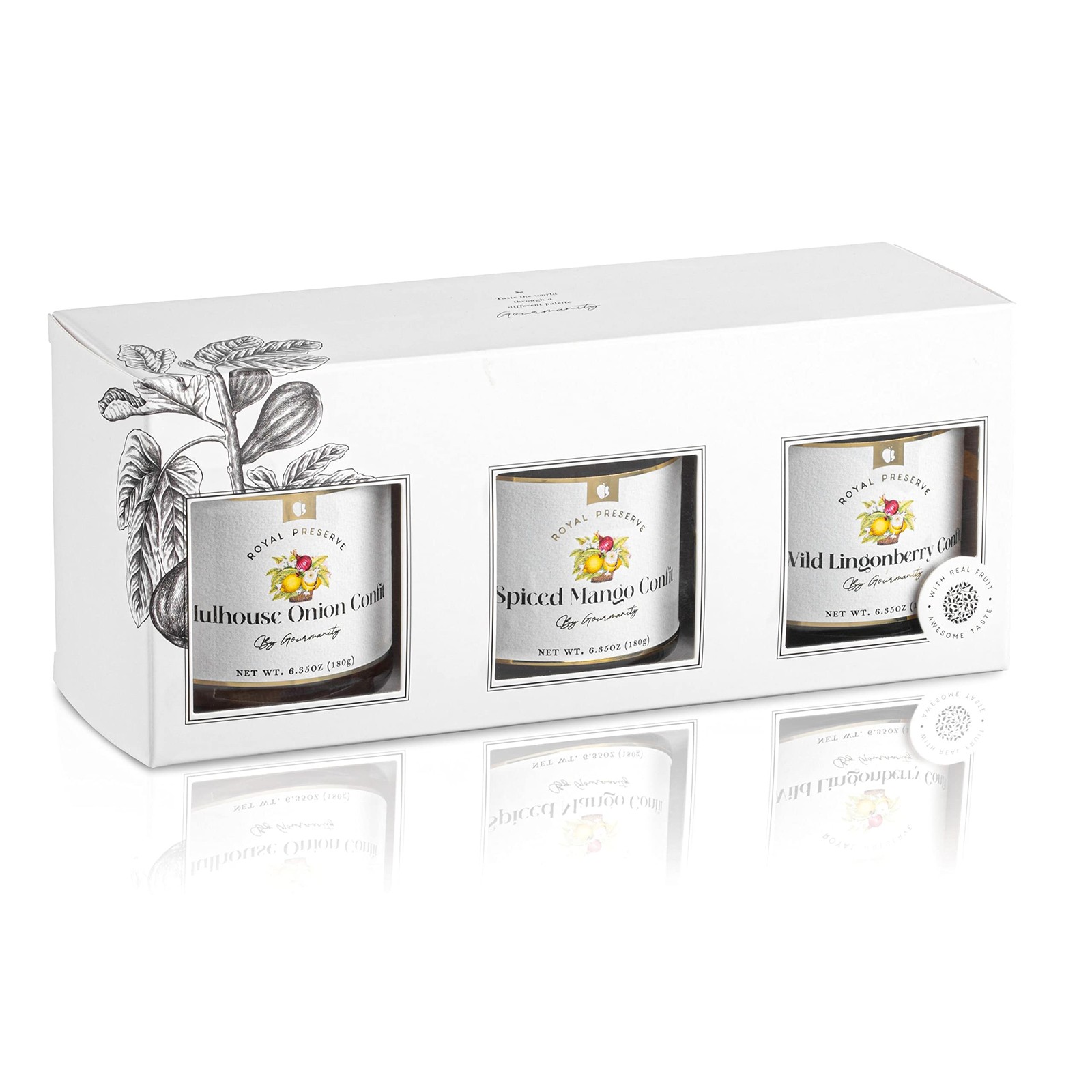 Savory Jam Gift Set 6.35oz – Onion, Lingonberry & Mango Chutney – for Foodies