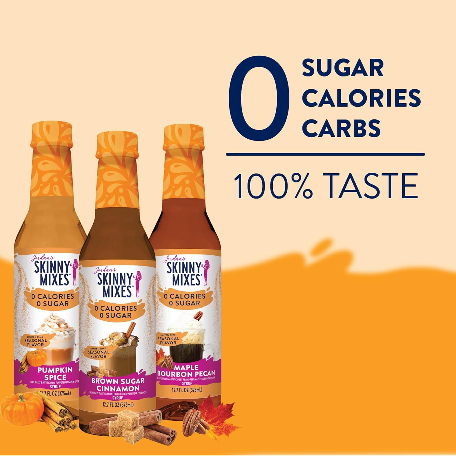 Sugar Free Coffee Syrup, Holiday Fall Syrup Trio Coffee Flavoring Syrup, Zero Ca