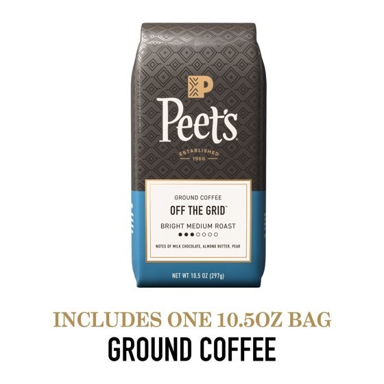Peet’s Coffee Off the Grid Premium Medium Roast Ground Coffee, Arabica, 10.5 oz