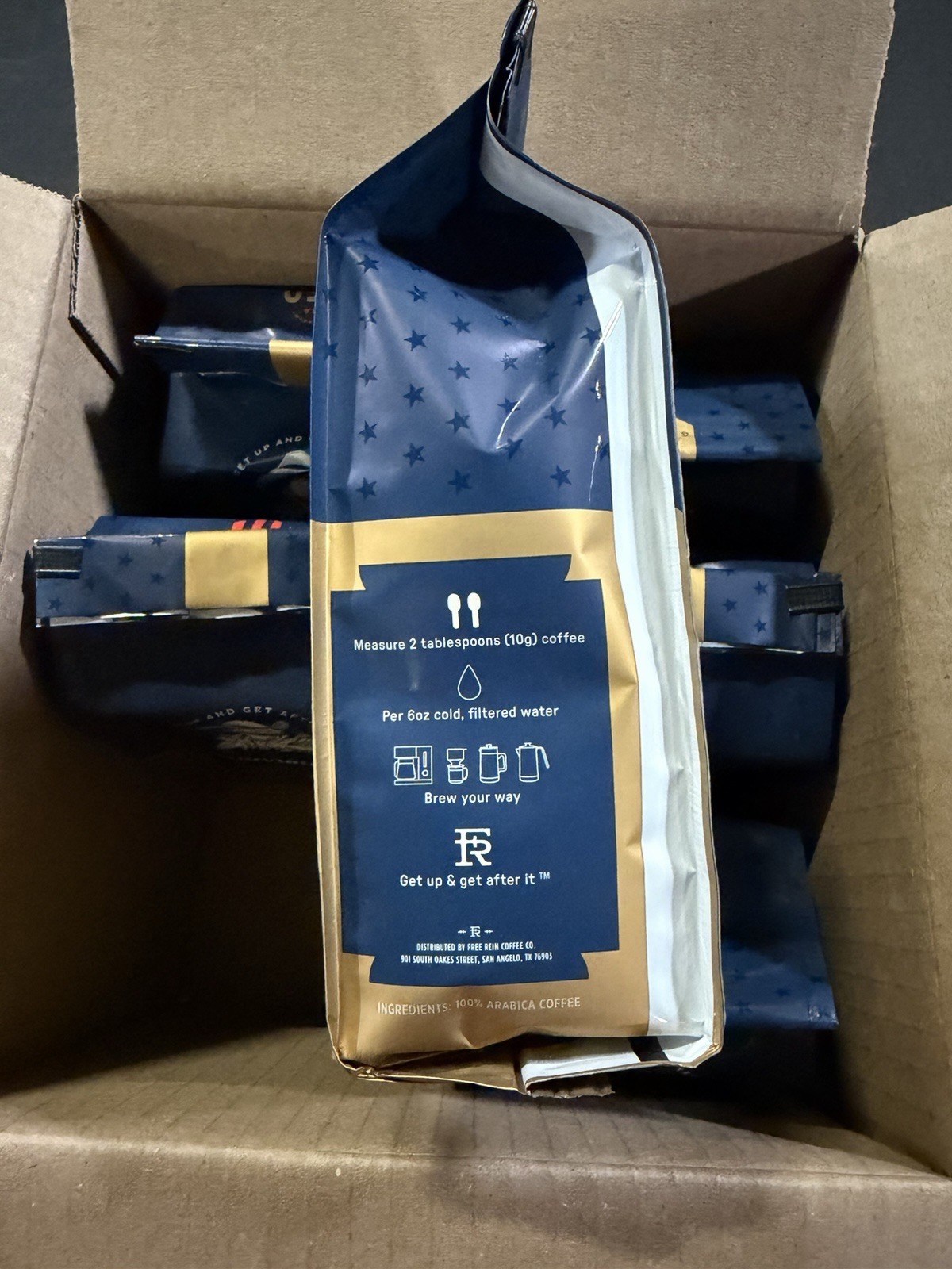 Box Of Free Rein Indivisible Medium Roast 6/12 Oz 100% Arabica Ground Coffee