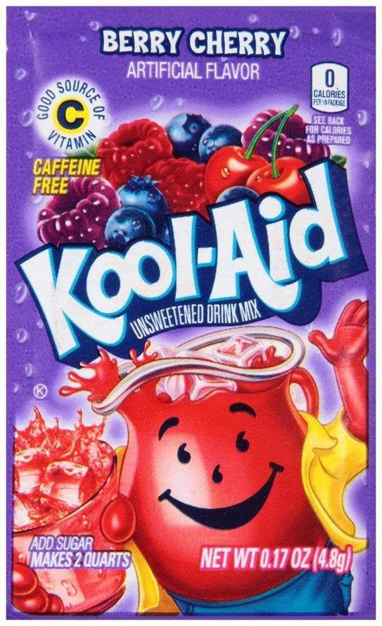 Kool-Aid Berry Cherry Flavored Unsweetened Caffeine Free Powdered Drink Mix,