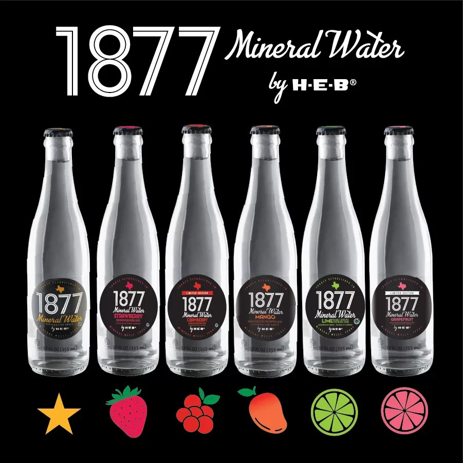 Pack of 12 H‑E‑B 1877 Strawberry Delight Carbonated Mineral Water Bottles 12oz