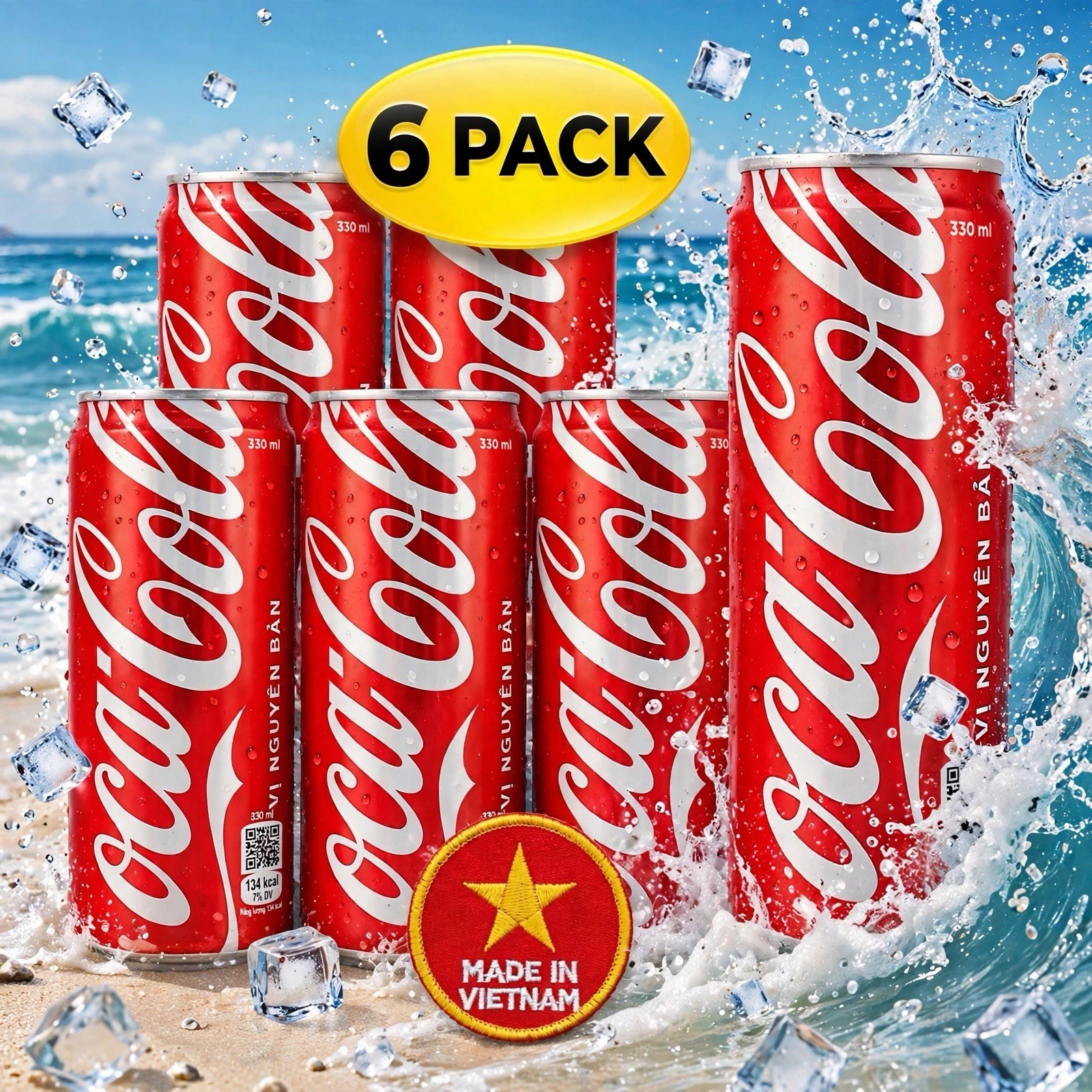 Exotic Pop Coca-Cola Vietnam 6 Pack 330ml 11.2oz Factory Fresh Imported Cans