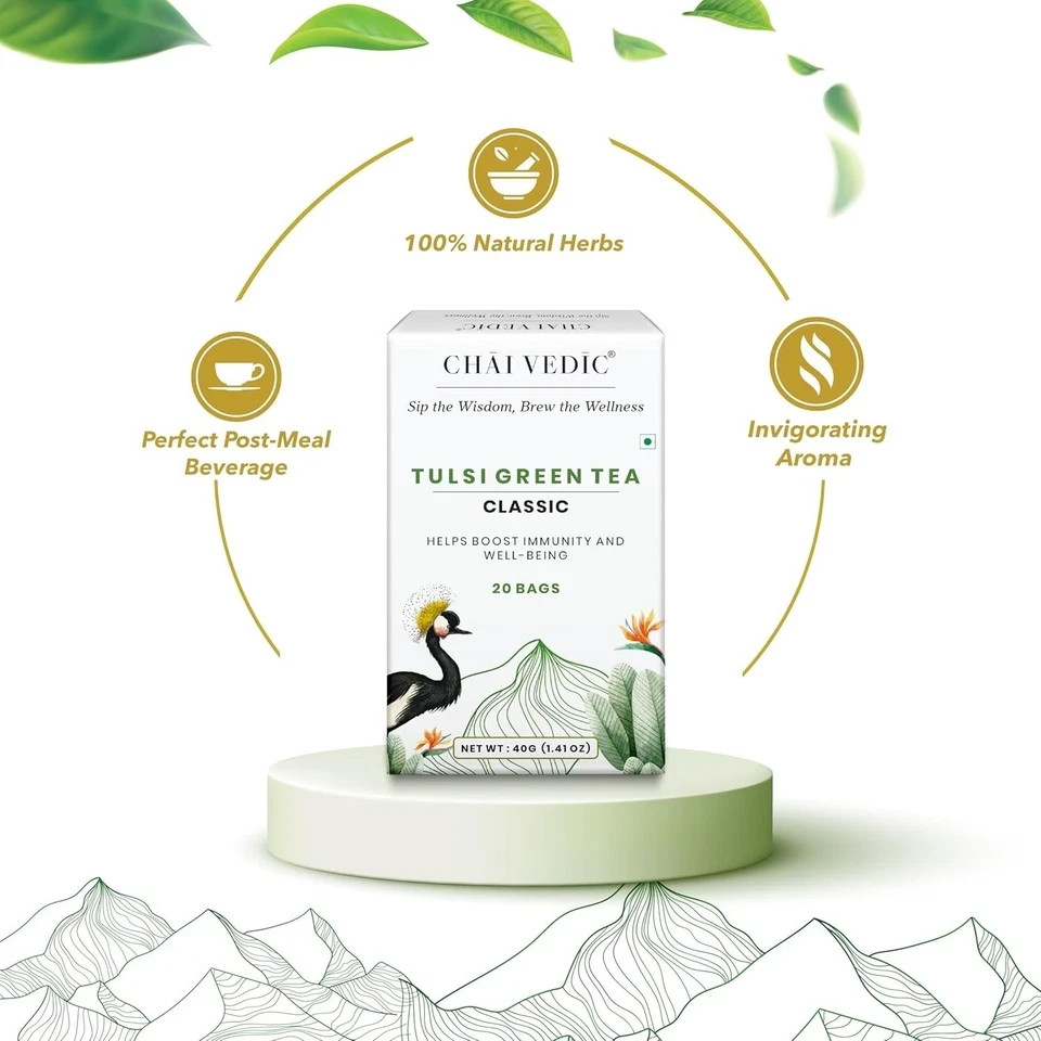 Samaara Chai Vedic Tulsi Green Tea Classic, 20 Bags, 40g