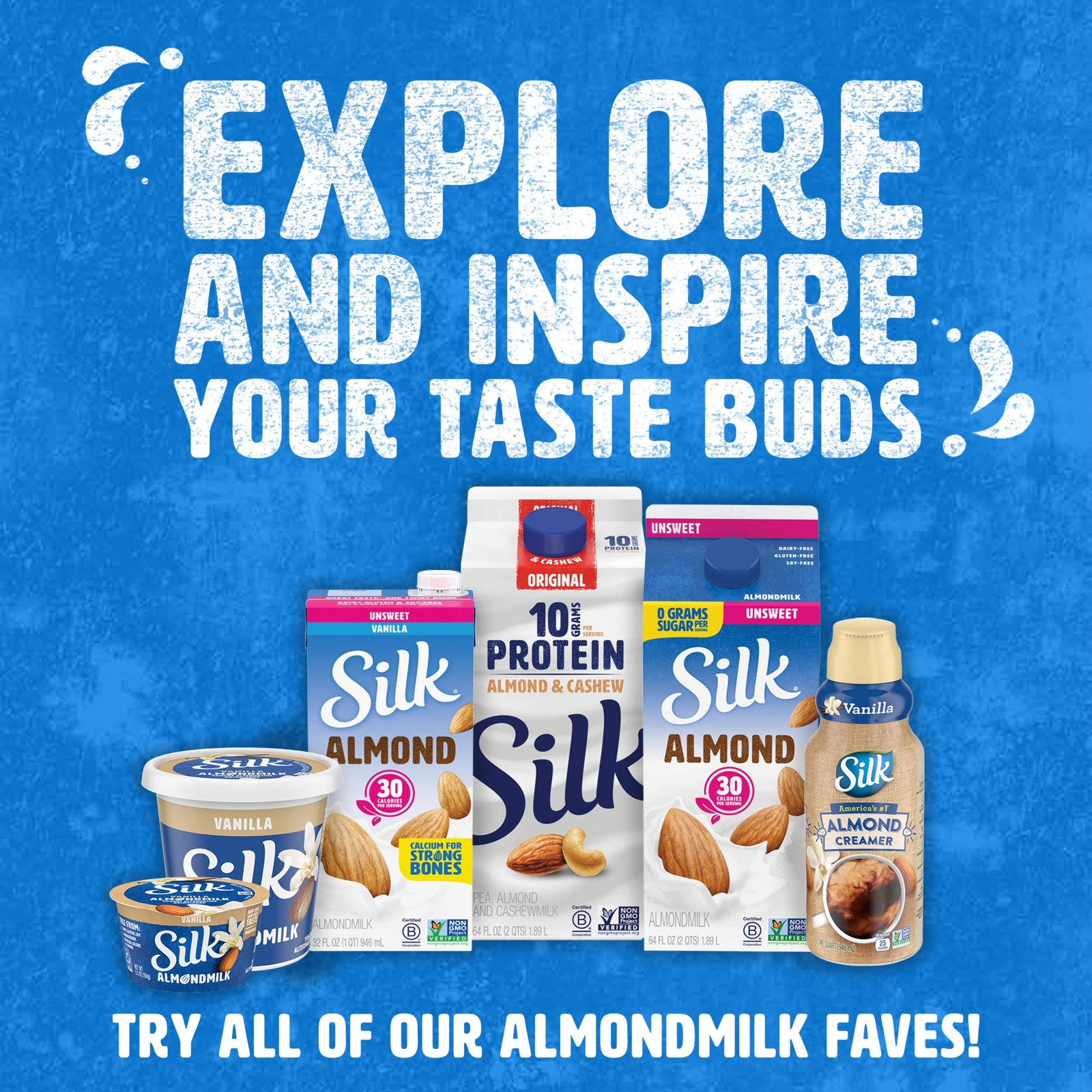 Shelf-Stable Almond Milk, Vanilla, 32 Fl Oz (Pack of 6), Blue