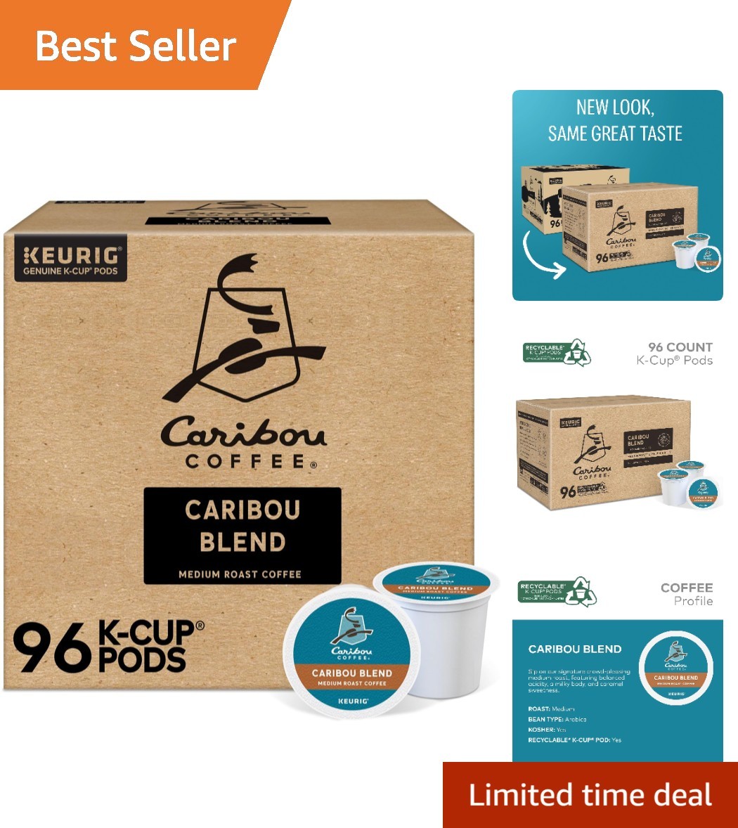 Indulge in 96 Caribou Blend Medium Roast K-Cup Pods – Caffeinated Coffee Treat