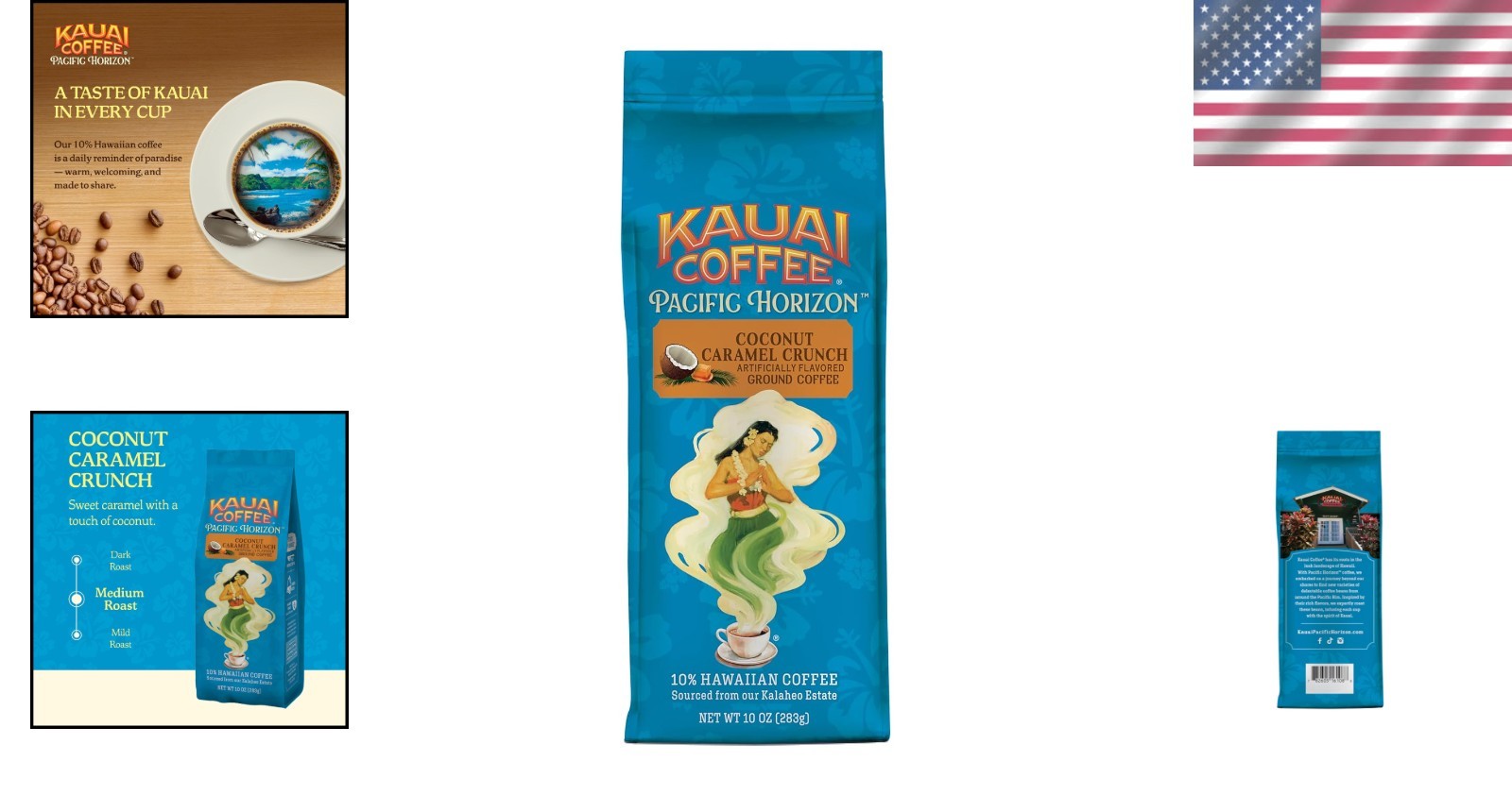 10 oz Medium Roast Hawaiian Coffee – Rich Coconut Caramel Flavor – No Bitterness