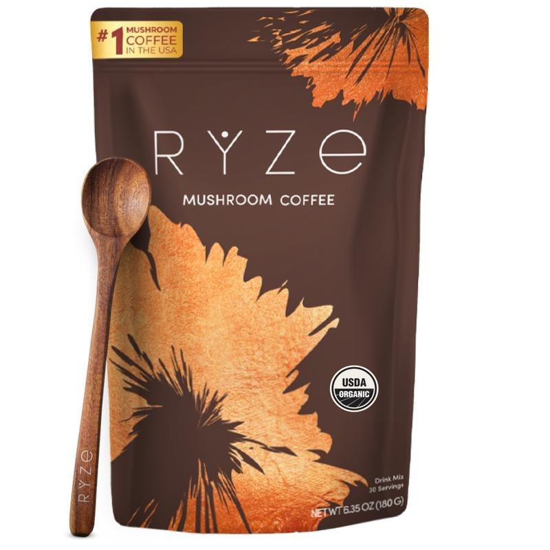 RYZE Mushroom Coffee USDA Organic with 6 AdaptogenicMushrooms and MCT Oil, USA G
