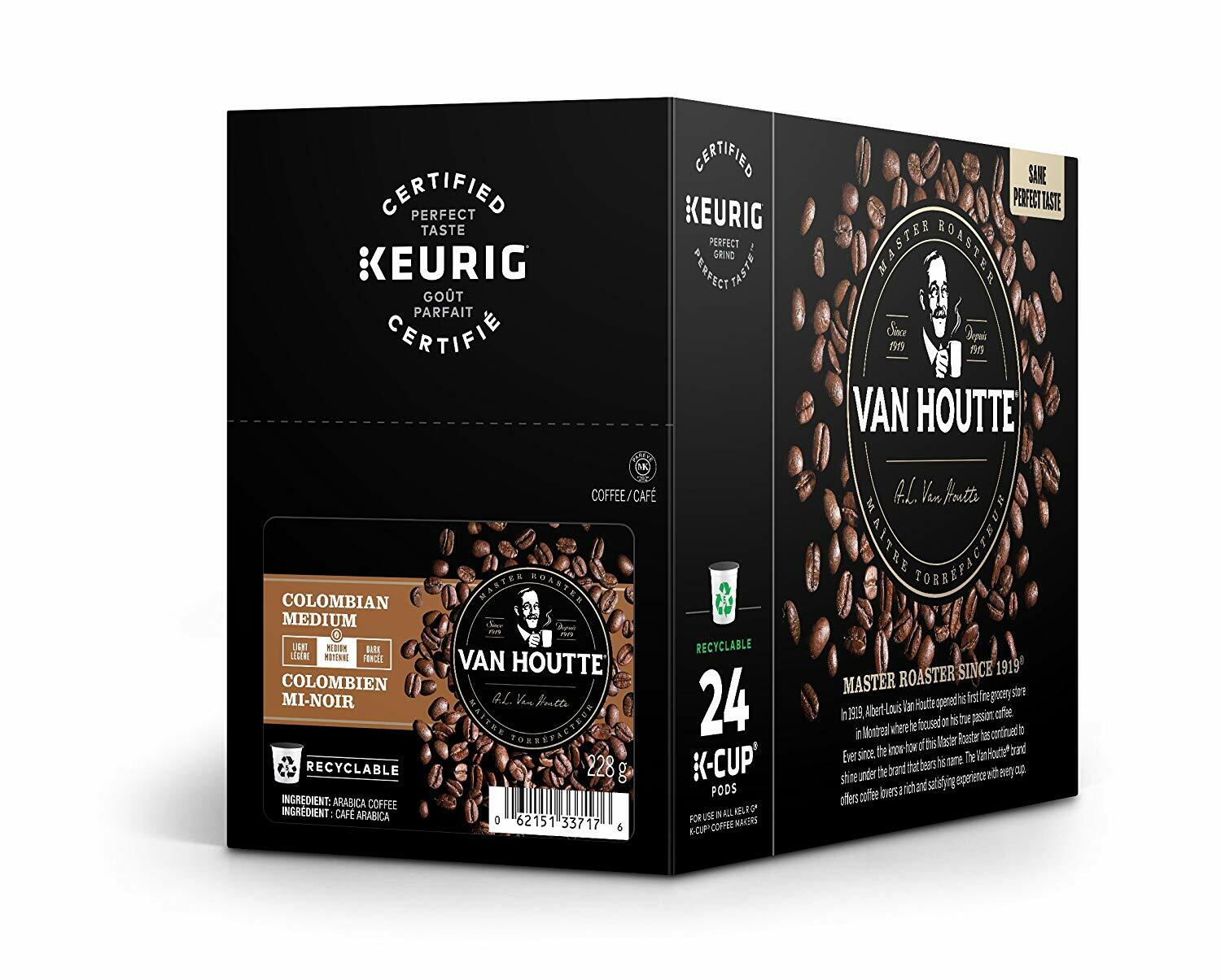 Van Houtte Colombian Medium Coffee 24 to 144 Keurig K cups Pick Any Size