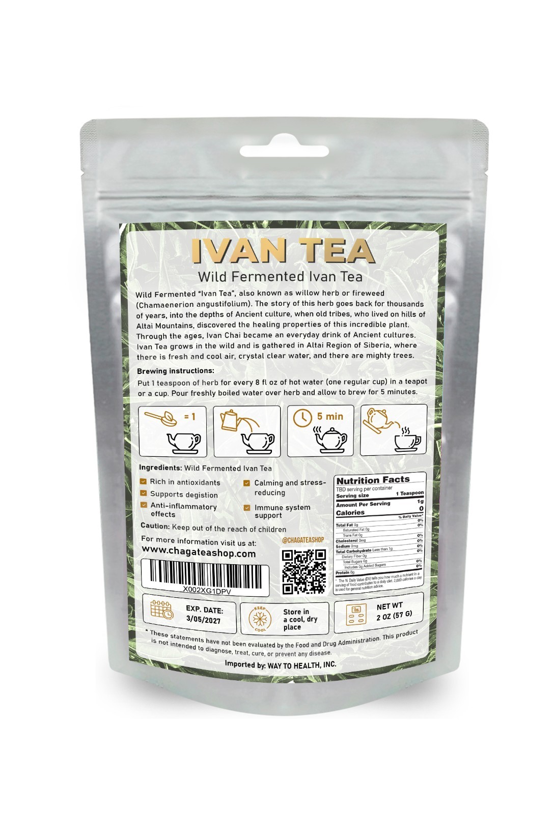 Siberian Fermented Wild Ivan Chai Loose Herbal Tea All Natural, No Caffeine