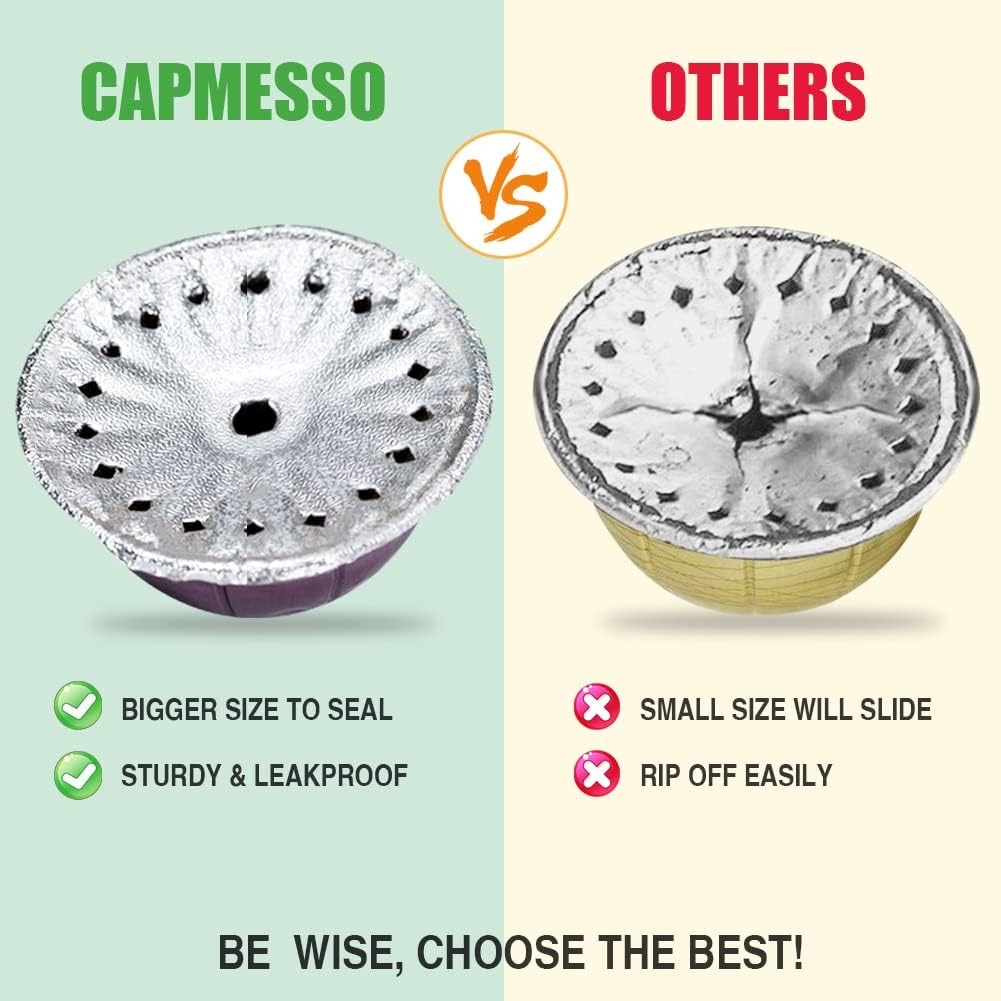 CAPMESSO Aluminum Foils Lids to Reuse Vertuoline Capsules 64mm for VertuoLine