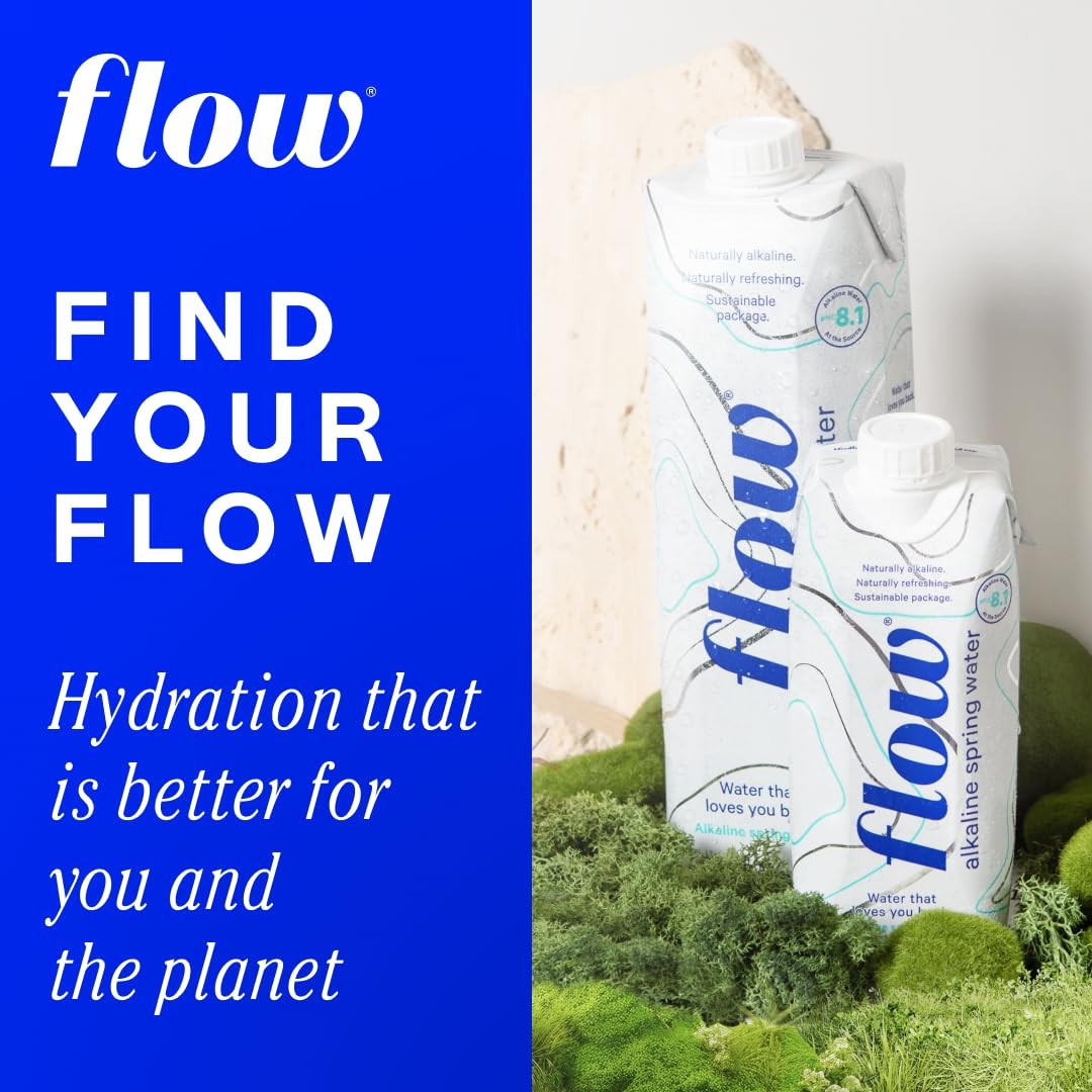Flow Alkaline Spring Water, 100% Naturally Alkaline,1L 33.8 Fl Oz (Pack of 6)