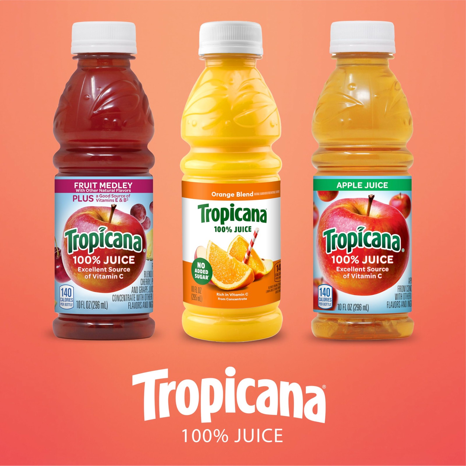 Tropicana 100% Juice Variety Pack – Orange, Apple & Fruit Medley (Pack of 24)
