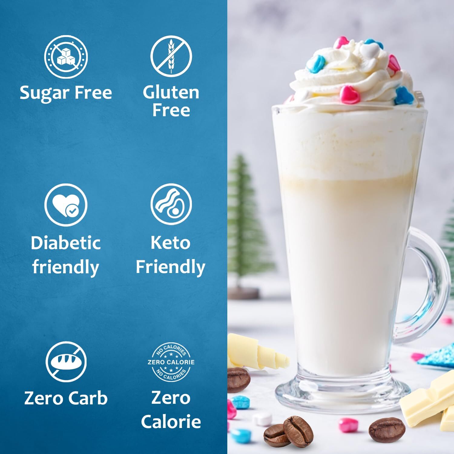 Syruvia Sugar Free White Chocolate Mocha Syrup 25.4 fl oz, for Coffee, & More