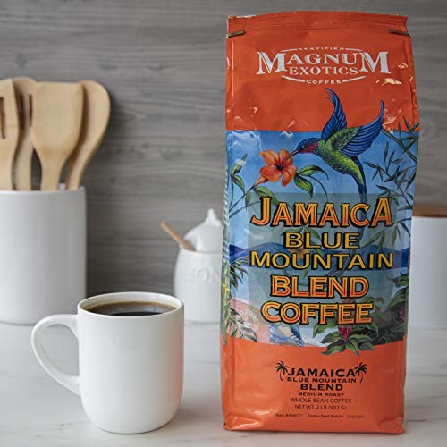 Jamaican Blue Mountain Coffee Blend, Whole Bean,Medium Roast,Strong Arabica 2Lbs