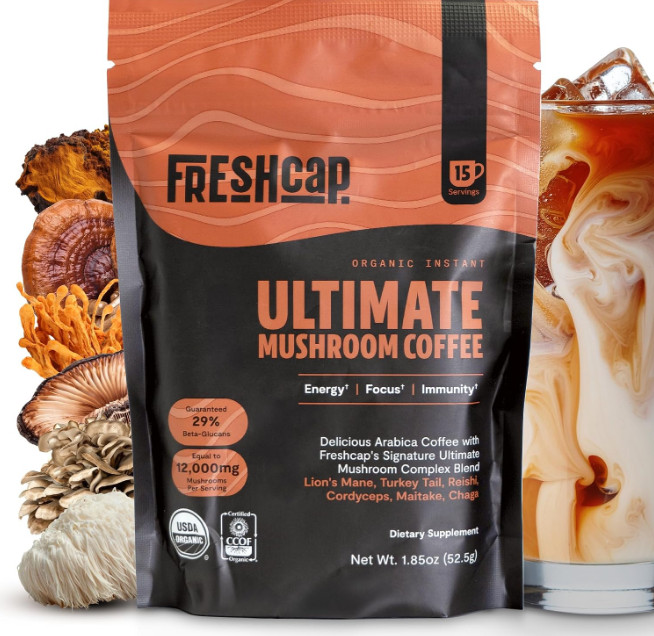 4 Pack Organic Mushroom Instant Coffee Blend 30 Servings Natural Beverage Powder