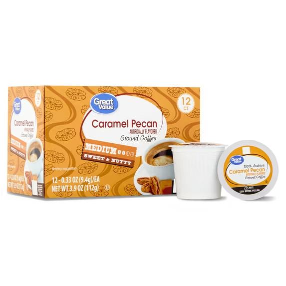 Great Value 100% Arabica All Coffee Flavor Pods, 12 Ct fast ship.
