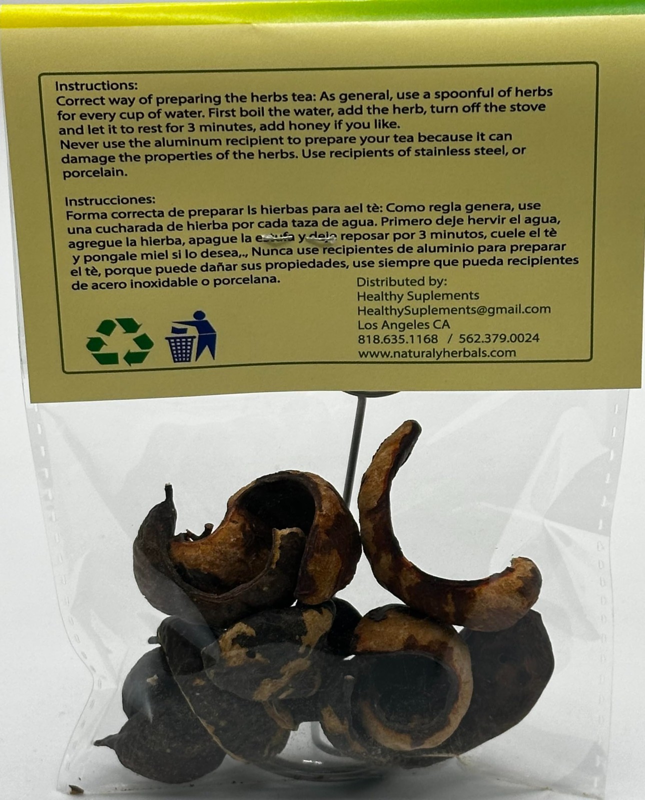 Cascalote Hierba Tea 1 oz (Caesalpinia Cacalaco) 100% Natural