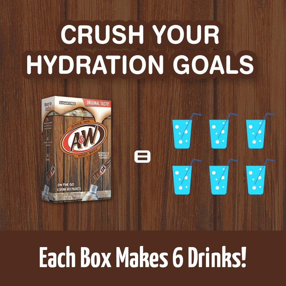 A&W, Root Beer – Powder Drink Mix – (12 boxes, 72 sticks) – Sugar Free & Deli…