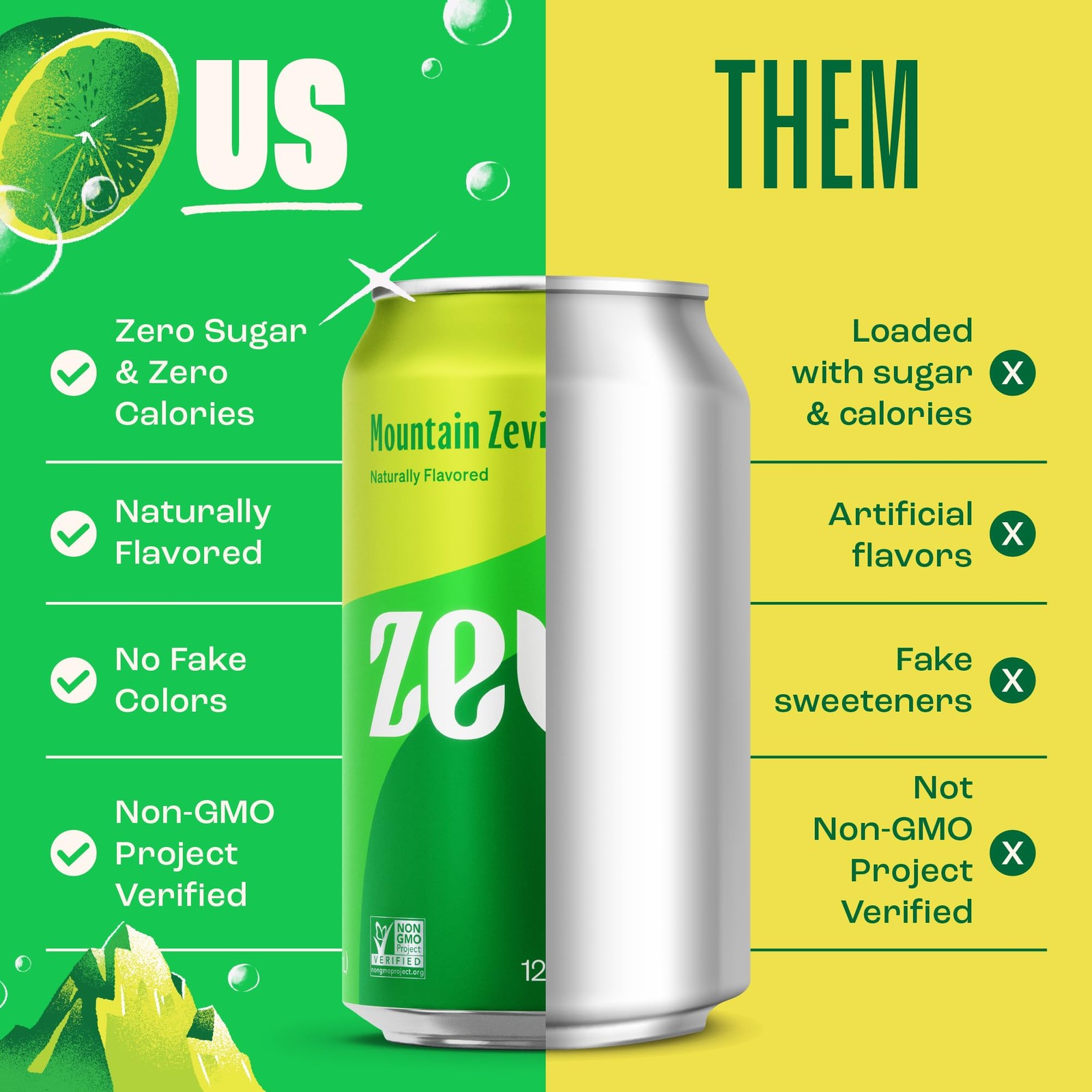 Zevia Zero Sugar Soda, Mountain Zevia, 12 oz Cans (24-Pack) Naturally Sweetened
