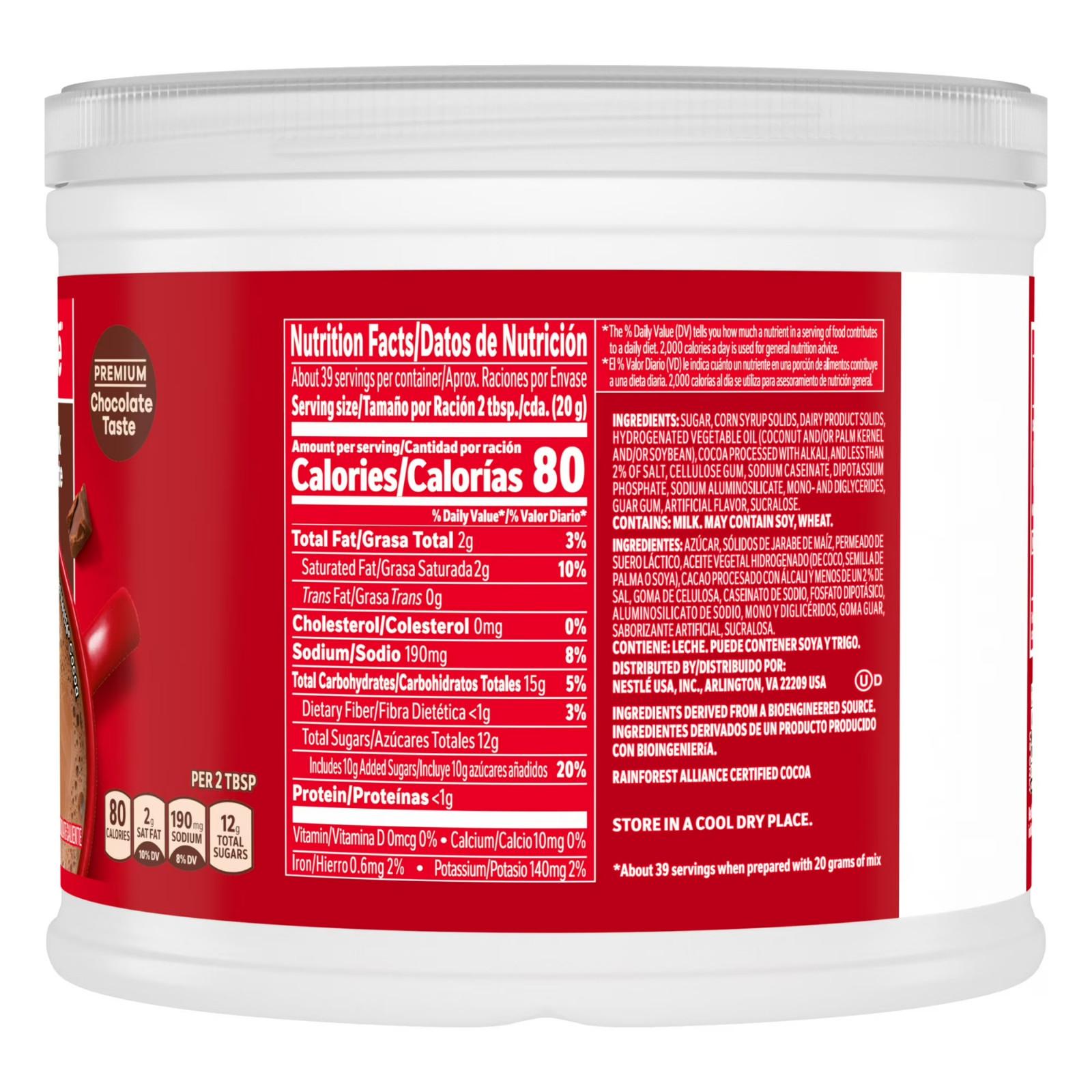 Nestle Hot Cocoa Rich Milk Chocolate Flavored Mix Powder, 27.7 oz, Can