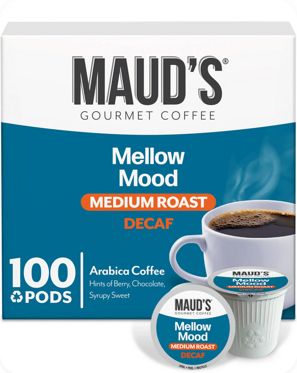 Maud’s Decaf Medium Roast Coffee Pods K-Cup Arabica Smooth Mellow Blend 100ct