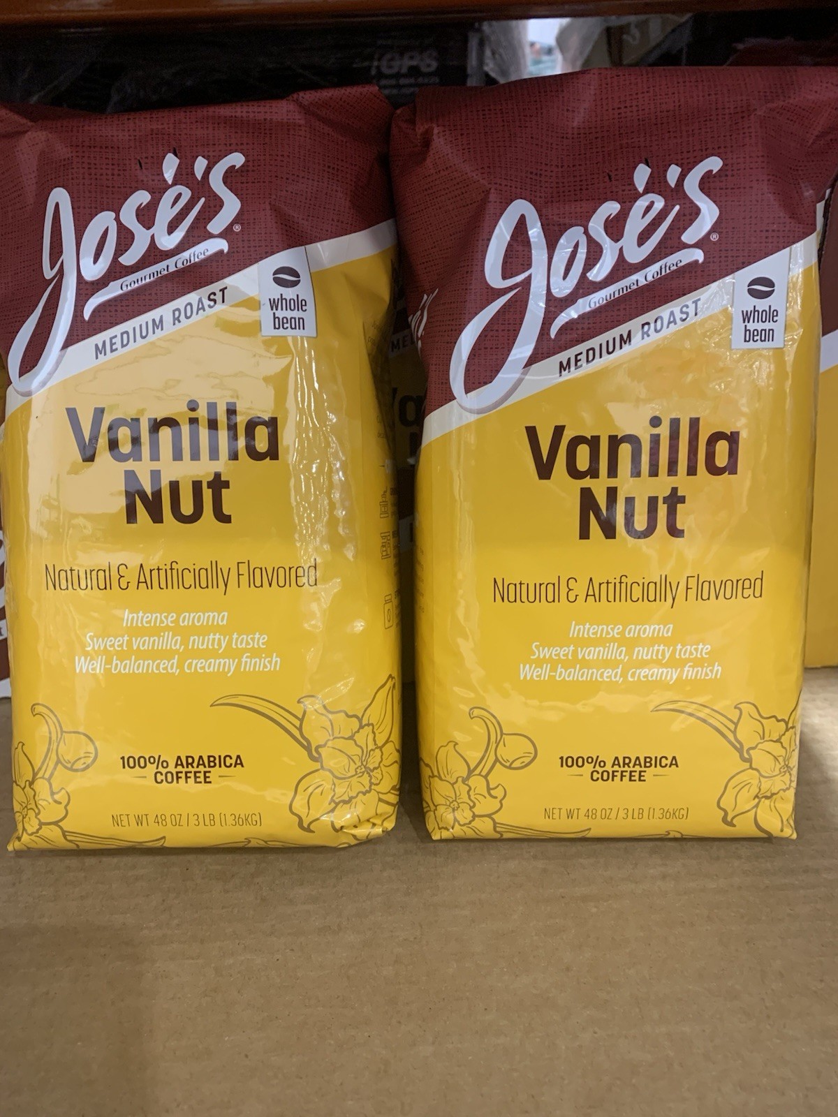 2 Bags Jose’s Vanilla Nut Whole Bean Coffee 2.5 Lbs Each Bag