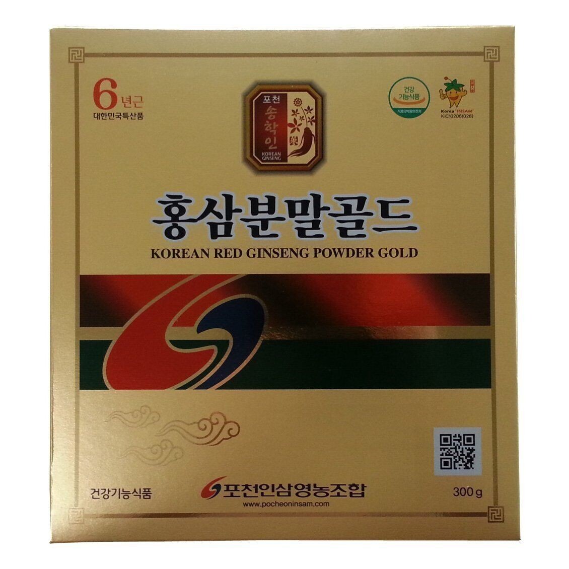 6 Year Korean Red Ginseng Root Powder Gold 300g 100% Root Powder No additives