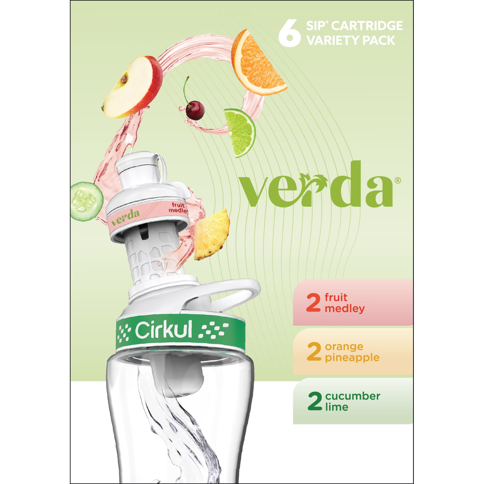 Cirkul Verda Flavor Cartridge Variety Pack, 6-Pack (2 Orange Pineapple, 2 Fruit