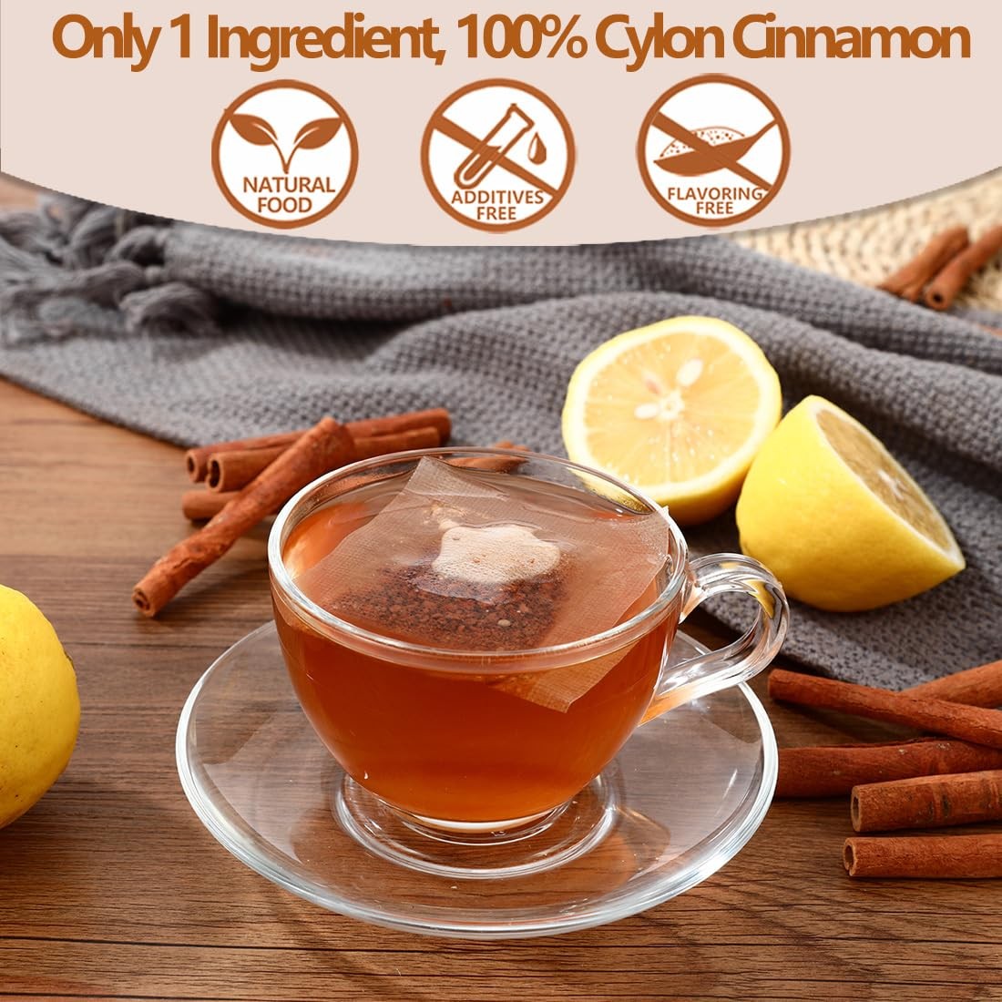 Premium 50 Pure Ceylon Cinnamon Tea Bags, Made with 100% Ceylon Cinnamon Stic…
