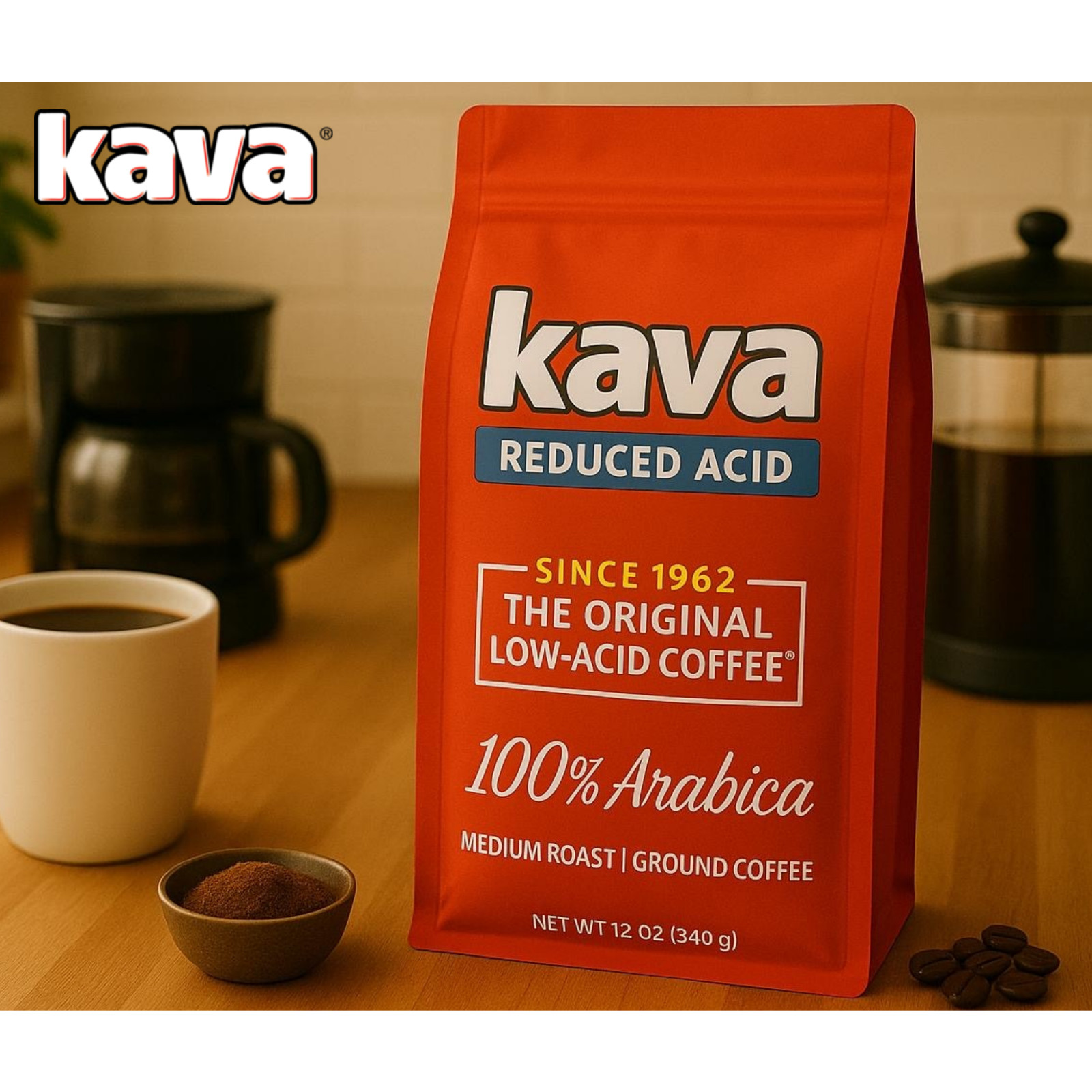 Original Acid Reduced Ground Arabica Coffee, 12 Ounce Bag, Gluten Free, Kosher