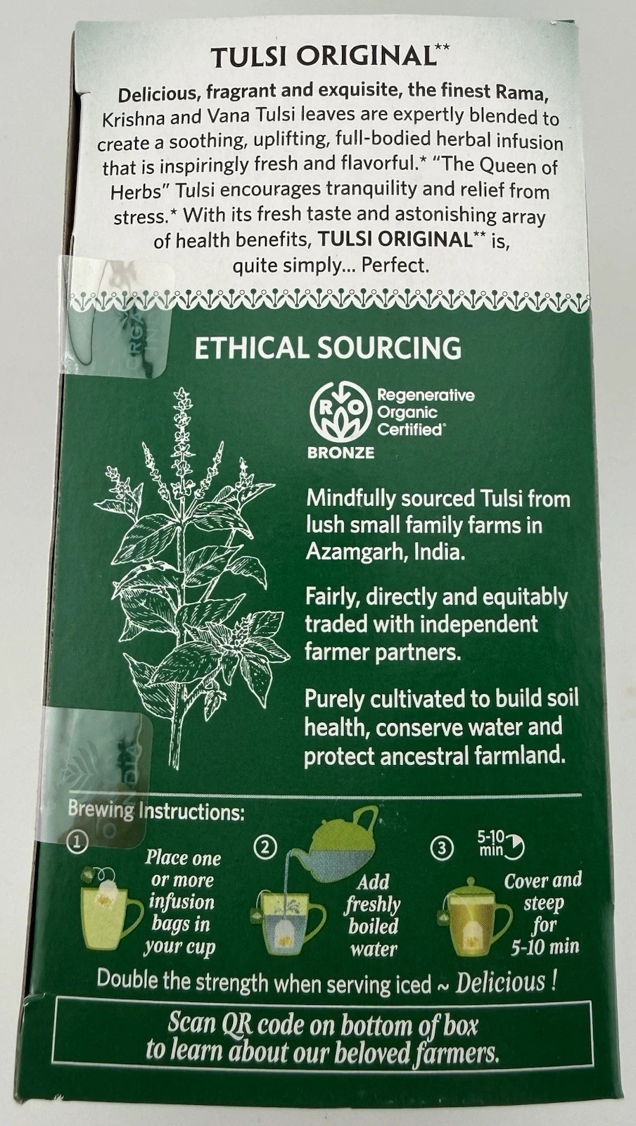 Organic India Tulsi Original Herbal Tea Organic Caffeine Free 18 Bags Pack of 6