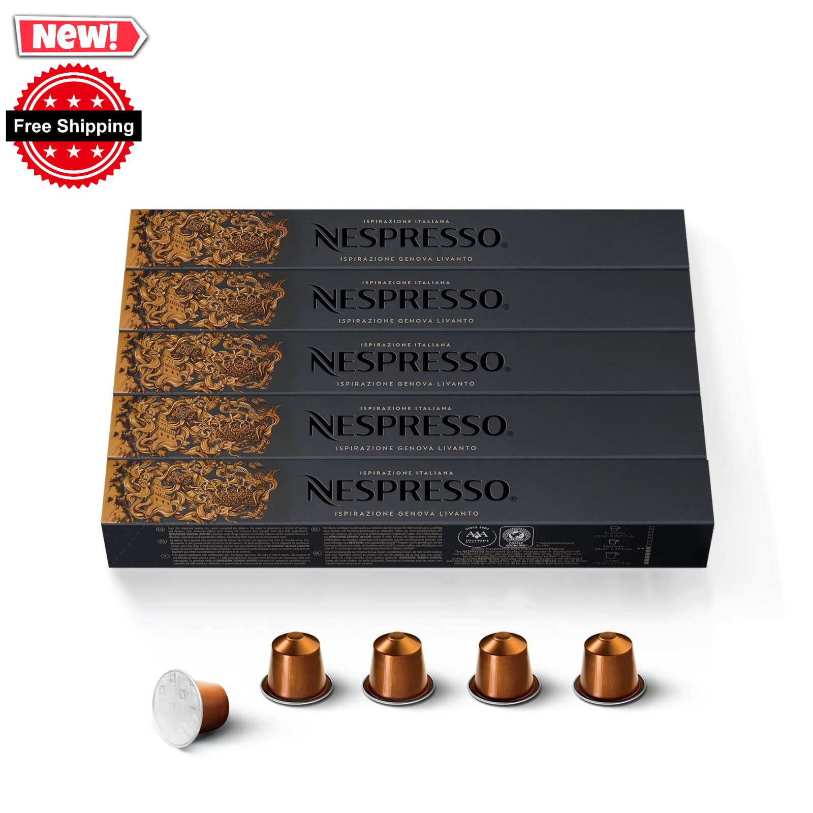 Nespresso Livanto Medium Roast Espresso Pods 50 Count Free Shipping