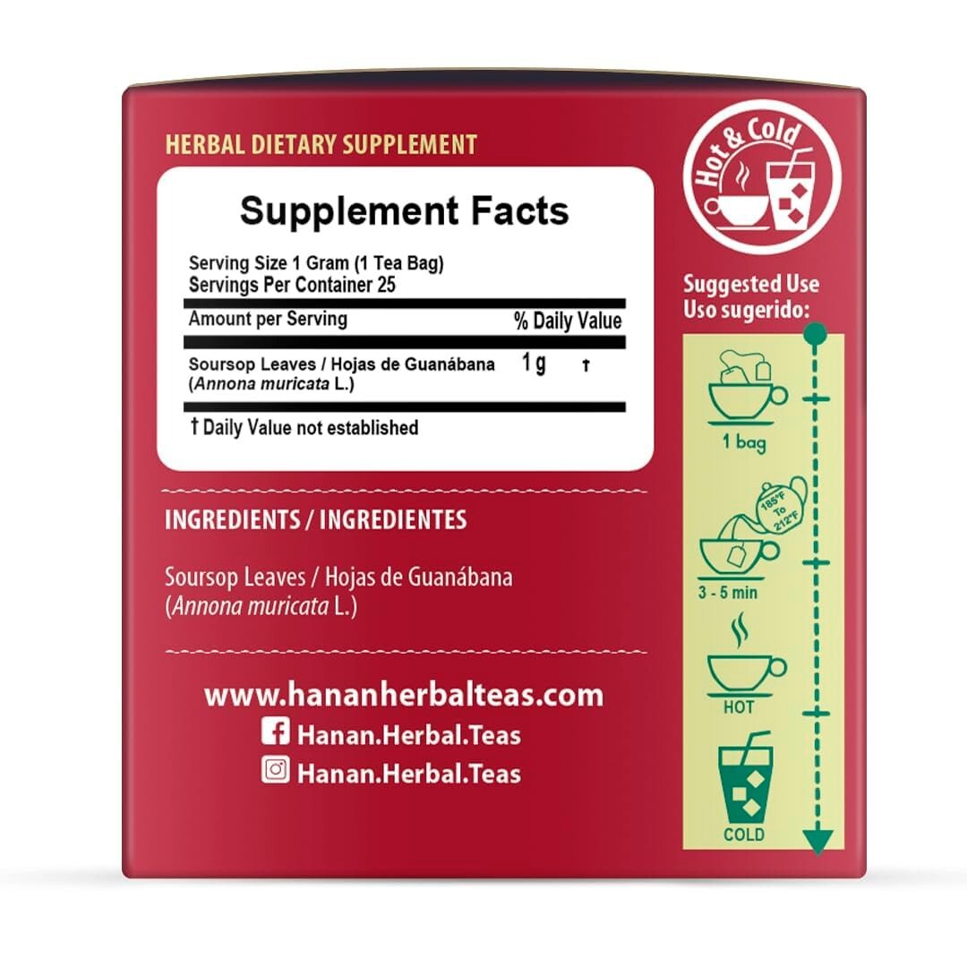 Soursop Tea Bags 100% Natural Hojas de Guanabana Leaves Graviola Tea from Peru