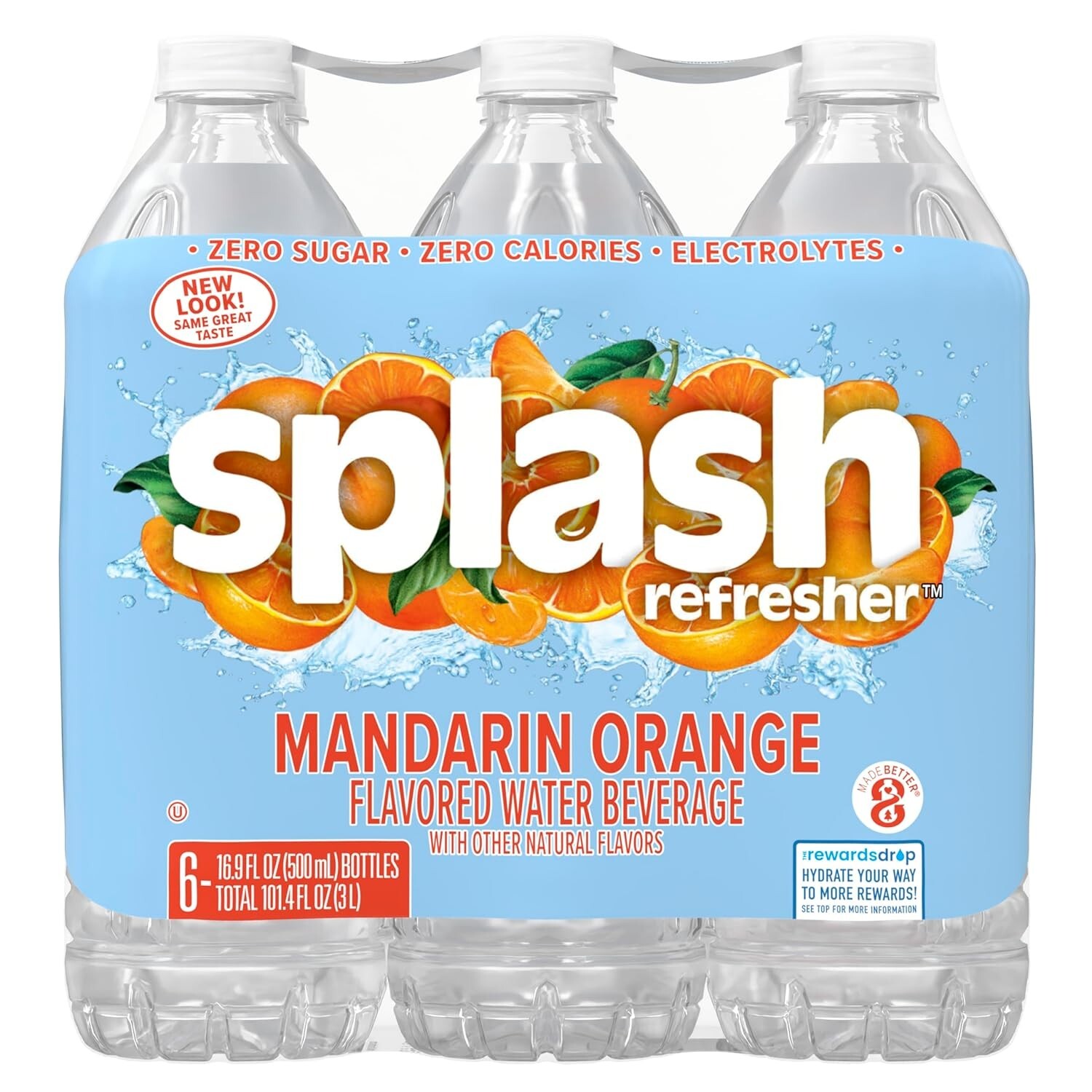 Splash Blast, Flavored Water Beverage, Mandarin Orange Flavor, 16.9 Fl Oz 6 Pack