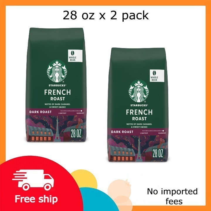 Starbucks French Roast, Whole Coffee Beans, Dark Roast Hot or Iced Coffee