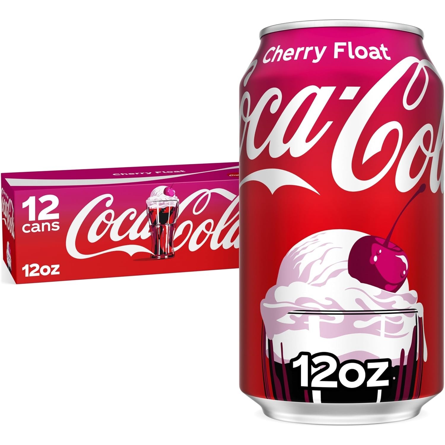 Classic Cherry Float Soft Drink: Coca-Cola 12-Pack with Creamy Vanilla Flavor