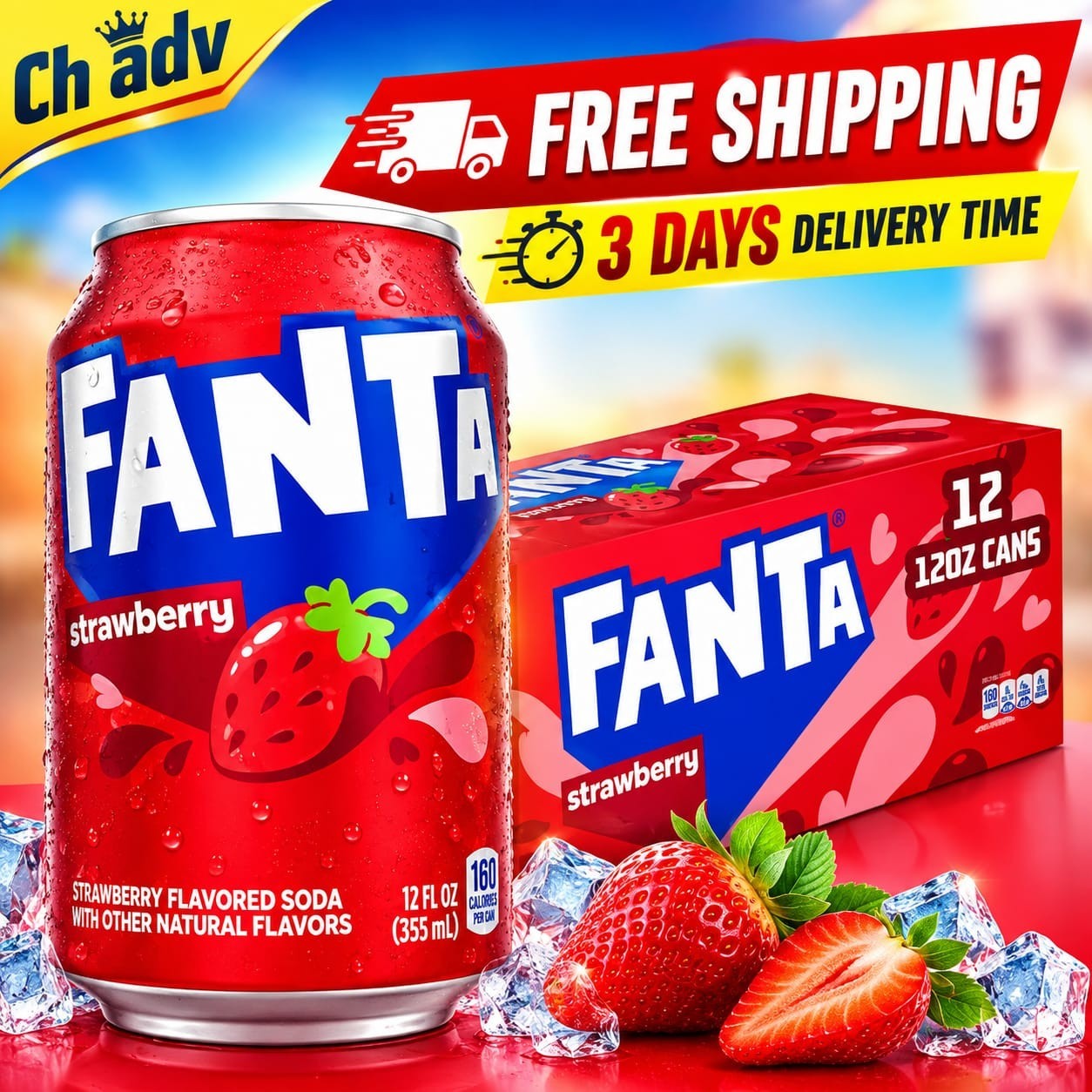 Strawberry Soda Pop Fridge Pack Cans, 12 Fl Oz, 12 Pack