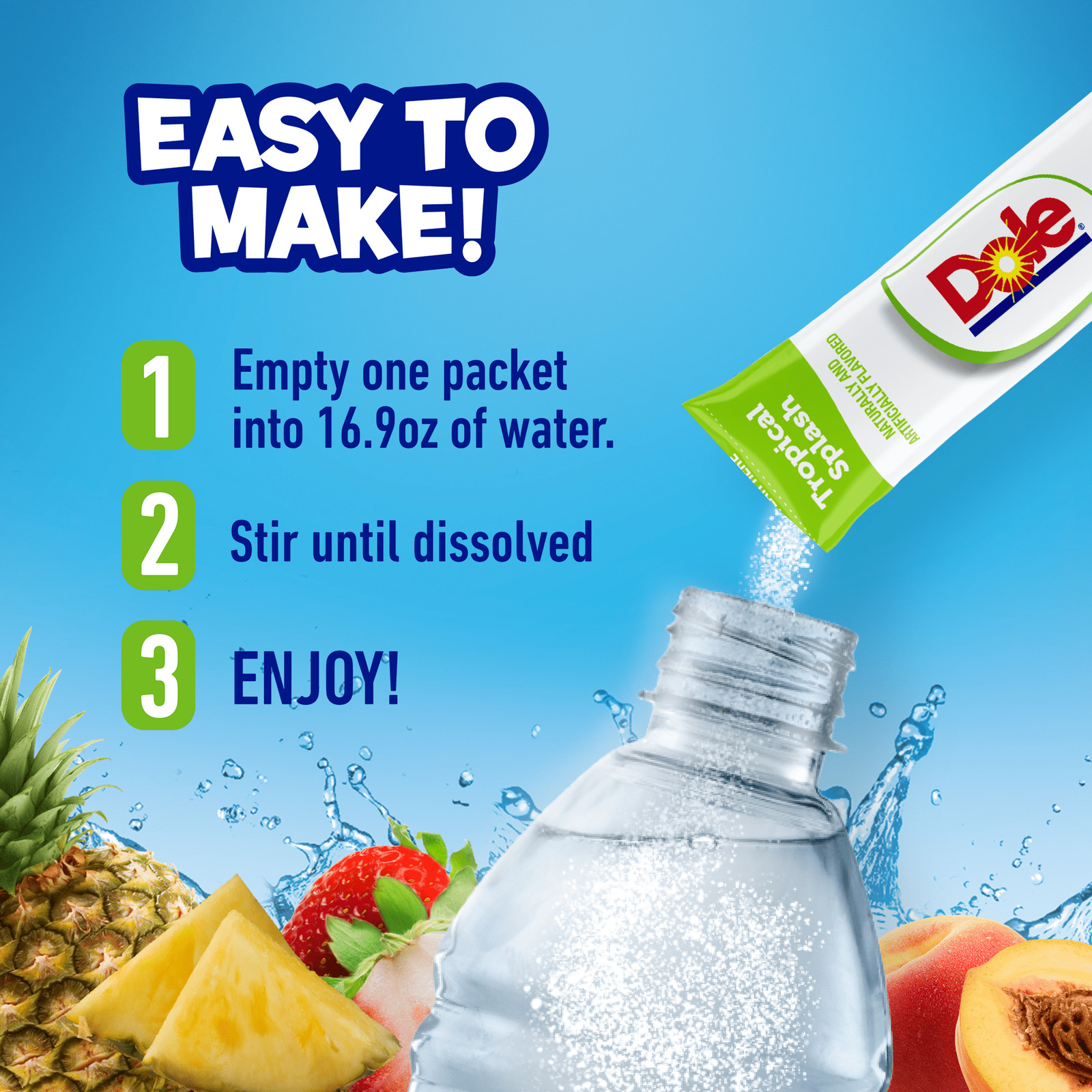 Dole Powder Drink Mix Variety Pack, Tropical, Peach Mango & Strawberry Pineapple