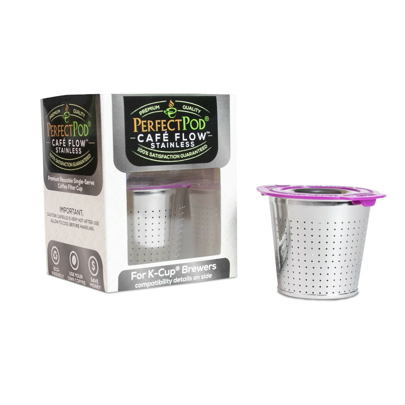 Cafe Flow Stainless Steel by Perfect Pod Reusable K-Cup for Keurig