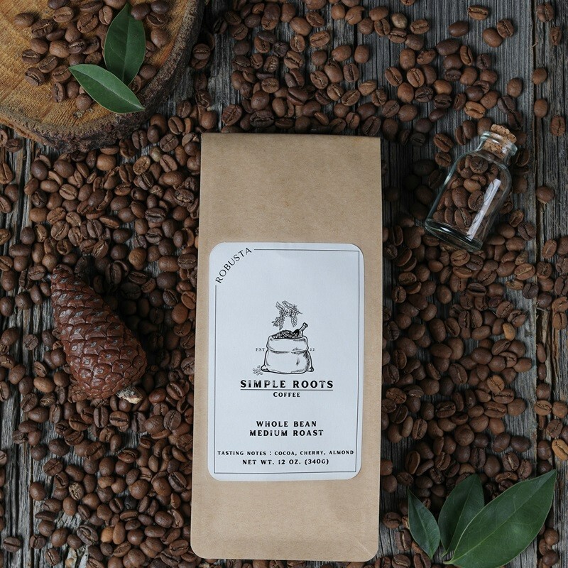 Robusta Coffee Whole Beans, Ground – Medium to Dark Roast Coffee 12Oz, 2lb, 5lb